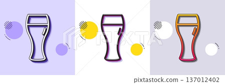 Beer glass line icon. Halftone dotted pattern. Gradient icon with grain shadow. Pub Craft beer sign. Brewery beverage symbol. Line beer glass icon. Various designs. Vector Beer glass line icon. Halftone dotted pattern. Gradient icon with grain shadow. Pub Craft beer sign. Brewery beverage symbol. Line beer glass icon. Various designs. Vector 137012402