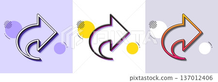 Share arrow line icon. Halftone dotted pattern. Gradient icon with grain shadow. Link Arrowhead symbol. Communication sign. Line share icon. Various designs. Vector 137012406