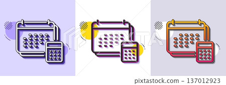 Accounting calendar line icon. Halftone dotted pattern. Gradient icon with grain shadow. Calculate annual report sign. Planner calculator symbol. Line account icon. Various designs. Vector Accounting calendar line icon. Halftone dotted pattern. Gradient icon with grain shadow. Calculate annual report sign. Planner calculator symbol. Line account icon. Various designs. Vector 137012923