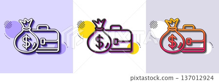 Business case line icon. Halftone dotted pattern. Gradient icon with grain shadow. Portfolio and Salary symbol. Diplomat with Money bag sign. Line salary icon. Various designs. Vector Business case line icon. Halftone dotted pattern. Gradient icon with grain shadow. Portfolio and Salary symbol. Diplomat with Money bag sign. Line salary icon. Various designs. Vector 137012924