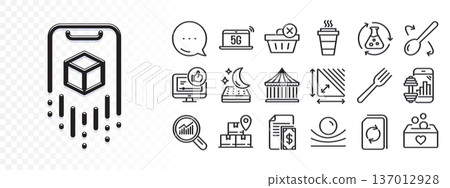 Update document, 5g notebook and Like video line icons for web app. Glare of light effect. Message icon. Pack of Elastic material, Payment, Augmented reality pictogram icons. Vector 137012928
