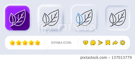 Leaves line icon. Neumorphic, Flat shadow, 3d buttons. Nature plant leaf sign. Environmental care symbol. Line leaf icon. Social media icons. Vector Leaves line icon. Neumorphic, Flat shadow, 3d buttons. Nature plant leaf sign. Environmental care symbol. Line leaf icon. Social media icons. Vector 137013779