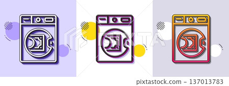 Launder money line icon. Halftone dotted pattern. Gradient icon with grain shadow. Cash corruption sign. Tax avoidance symbol. Line launder money icon. Various designs. Vector 137013783