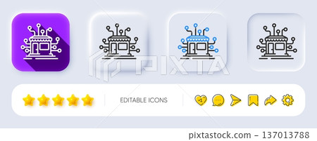 Distribution network line icon. Neumorphic, Flat shadow, 3d buttons. Market store sign. Marketplace warehouse symbol. Line distribution icon. Social media icons. Vector Distribution network line icon. Neumorphic, Flat shadow, 3d buttons. Market store sign. Marketplace warehouse symbol. Line distribution icon. Social media icons. Vector 137013788