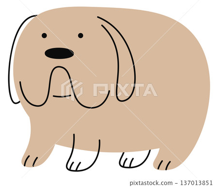 Cute fat dog doodle. Funny face expression pet 137013851