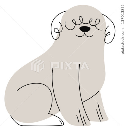Funny dog doodle. Hungarian sheepdog breed drawing Funny dog doodle. Hungarian sheepdog breed drawing 137013853