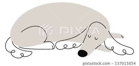 Sleeping dog doodle. Funny relax pet pose Sleeping dog doodle. Funny relax pet pose 137013854