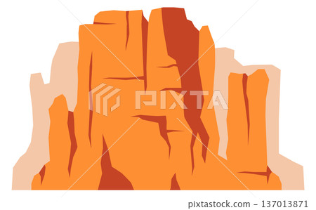 Canyon cliff cartoon icon. Rocky terrain. Tourism top 137013871