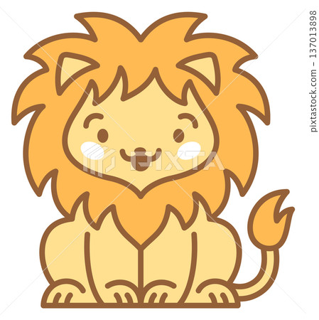 Cute lion drawing. Safari animal kawaii icon Cute lion drawing. Safari animal kawaii icon 137013898