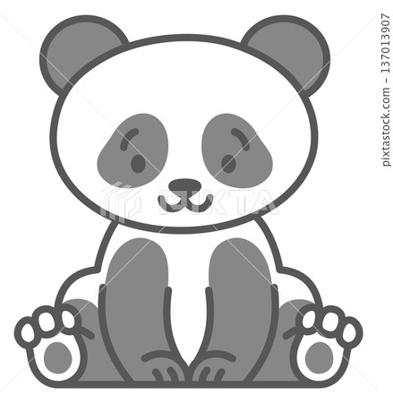Baby panda color drawing. Sitting animal mascot 137013907
