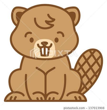 Beaver baby color drawing. Forest animal hand drawn icon Beaver baby color drawing. Forest animal hand drawn icon 137013908