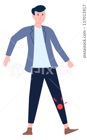 Knee pain color icon. Man suffer from leg ache 137013917