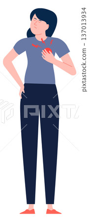 Chest pain concept. Woman suffer from panic attack Chest pain concept. Woman suffer from panic attack 137013934