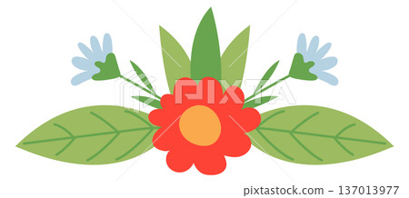 Floral element. Decorative cute spring rustic border 137013977