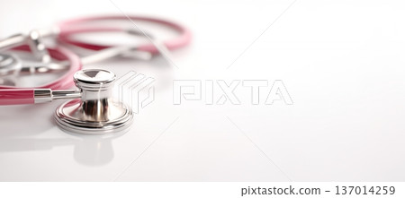 A Professional Stethoscope Presented on a White Background, Ideal for Various Medical Uses 137014259