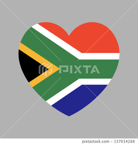 South Africa heart shaped flag button, badge. Heart flag symbol. Banner, icon, sticker. National sign. 137014288