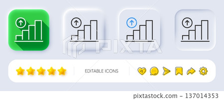 Graph line icon. Neumorphic, Flat shadow, 3d buttons. Column chart sign. Growth diagram symbol. Line graph chart icon. Social media icons. Vector Graph line icon. Neumorphic, Flat shadow, 3d buttons. Column chart sign. Growth diagram symbol. Line graph chart icon. Social media icons. Vector 137014353