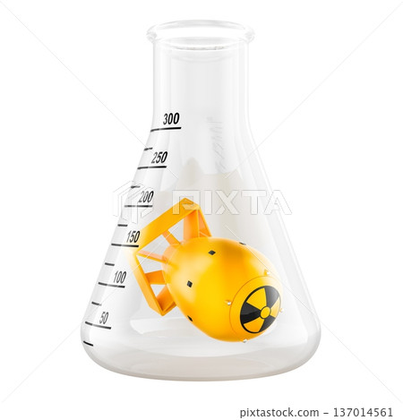Nuclear bomb in laboratory flask weapons research concept. 3d rendering 137014561
