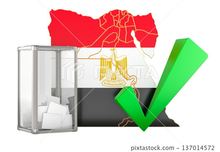 Egypt election approval with ballot box and green check mark, 3d rendering Egypt election approval with ballot box and green check mark, 3d rendering 137014572