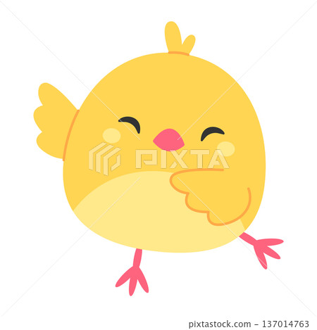 Funny dancing chick isolated on a white background. Vector illustration in flat style 137014763