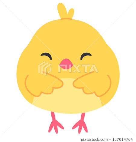 Funny cartoon chick isolated on a white background. Vector illustration in flat style 137014764