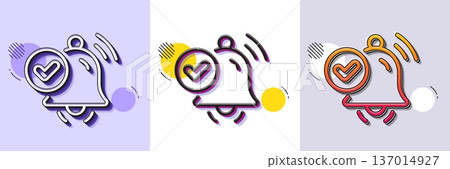 Notification received line icon. Halftone dotted pattern. Gradient icon with grain shadow. Selected reminder sign. Alarm bell symbol. Line notification received icon. Various designs. Vector Notification received line icon. Halftone dotted pattern. Gradient icon with grain shadow. Selected reminder sign. Alarm bell symbol. Line notification received icon. Various designs. Vector 137014927