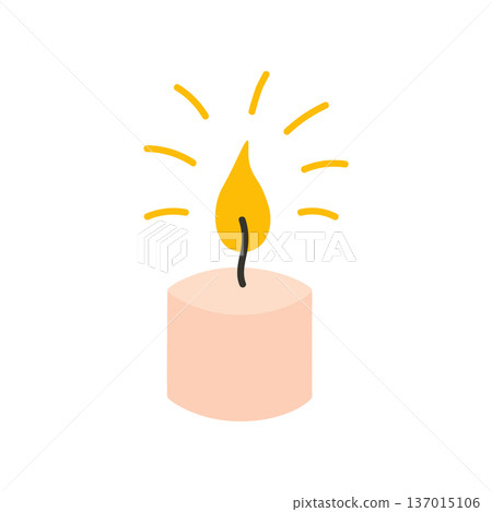 Candle Flame. Burning wax candle. Vector isolated. 137015106