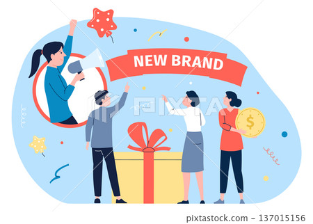New brand promotion. Marketing campaign company concept New brand promotion. Marketing campaign company concept 137015156