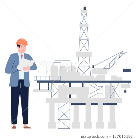 Oil rig technician. Professional refinery engineer character 137015192