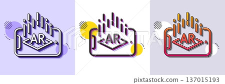 Augmented reality phone line icon. Halftone dotted pattern. Gradient icon with grain shadow. VR simulation sign. 3d view symbol. Line augmented reality icon. Various designs. Vector 137015193