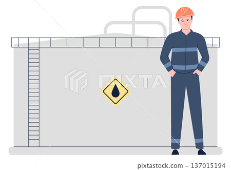 Oil tank maintenance engineer. Professional technician character 137015194