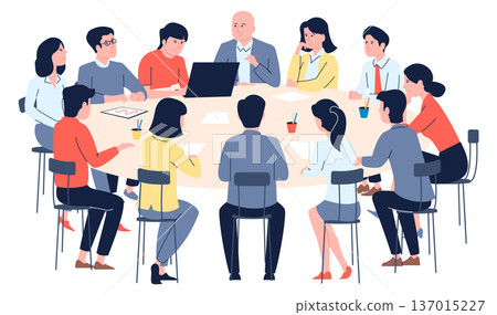 Business meeting. Work conference members discuss strategy 137015227