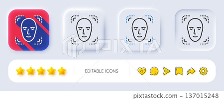 Face detection line icon. Neumorphic, Flat shadow, 3d buttons. Head recognition sign. Identification symbol. Line face detection icon. Social media icons. Vector Face detection line icon. Neumorphic, Flat shadow, 3d buttons. Head recognition sign. Identification symbol. Line face detection icon. Social media icons. Vector 137015248