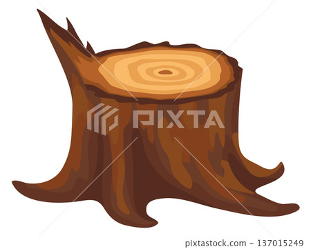 Wooden stump cartoon icon. Tree trunk cut Wooden stump cartoon icon. Tree trunk cut 137015249