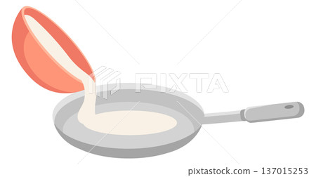 Pancake cooking process. Food preparation cartoon icon 137015253