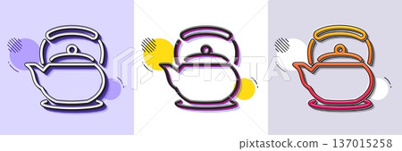 Teapot line icon. Halftone dotted pattern. Gradient icon with grain shadow. Hot drink sign. Fresh beverage in kettle symbol. Line teapot icon. Various designs. Vector Teapot line icon. Halftone dotted pattern. Gradient icon with grain shadow. Hot drink sign. Fresh beverage in kettle symbol. Line teapot icon. Various designs. Vector 137015258