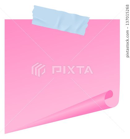 Square paper note with curled corner blank template 137015268