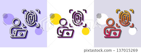 Computer fingerprint line icon. Halftone dotted pattern. Gradient icon with grain shadow. Finger print scan sign. Biometric identity symbol. Line computer fingerprint icon. Various designs. Vector Computer fingerprint line icon. Halftone dotted pattern. Gradient icon with grain shadow. Finger print scan sign. Biometric identity symbol. Line computer fingerprint icon. Various designs. Vector 137015269