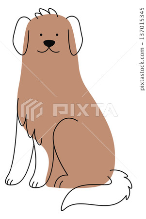 Cute labrador doodle icon. Retriever color character Cute labrador doodle icon. Retriever color character 137015345