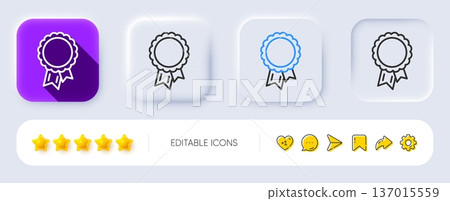 Success line icon. Neumorphic, Flat shadow, 3d buttons. Winner medal sign. Award reward symbol. Glory or Honor. Line success icon. Social media icons. Vector Success line icon. Neumorphic, Flat shadow, 3d buttons. Winner medal sign. Award reward symbol. Glory or Honor. Line success icon. Social media icons. Vector 137015559