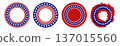 Patriotic American Flag circular frames and labels set. Vector illustration isolated on white background 137015560