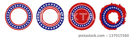 Patriotic American Flag circular frames and labels set. Vector illustration isolated on white background Patriotic American Flag circular frames and labels set. Vector illustration isolated on white background 137015560