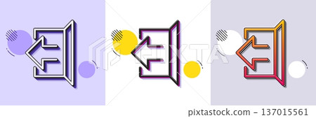 Logout arrow line icon. Halftone dotted pattern. Gradient icon with grain shadow. Sign out symbol. Navigation pointer. Line sign out icon. Various designs. Vector Logout arrow line icon. Halftone dotted pattern. Gradient icon with grain shadow. Sign out symbol. Navigation pointer. Line sign out icon. Various designs. Vector 137015561