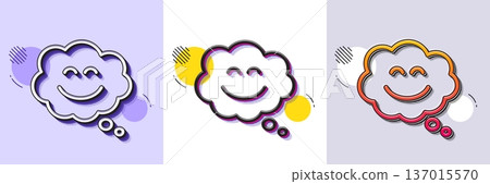 Smile chat line icon. Halftone dotted pattern. Gradient icon with grain shadow. Happy emoticon sign. Comic speech bubble symbol. Line smile chat icon. Various designs. Vector Smile chat line icon. Halftone dotted pattern. Gradient icon with grain shadow. Happy emoticon sign. Comic speech bubble symbol. Line smile chat icon. Various designs. Vector 137015570
