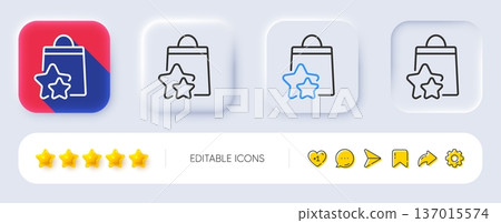 Loyalty points line icon. Neumorphic, Flat shadow, 3d buttons. Bonus bags. Discount program symbol. Line loyalty points icon. Social media icons. Vector Loyalty points line icon. Neumorphic, Flat shadow, 3d buttons. Bonus bags. Discount program symbol. Line loyalty points icon. Social media icons. Vector 137015574