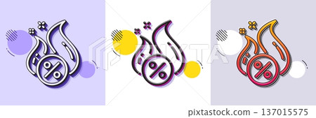 Loan percent line icon. Halftone dotted pattern. Gradient icon with grain shadow. Hot discount sign. Credit percentage symbol. Line hot loan icon. Various designs. Vector Loan percent line icon. Halftone dotted pattern. Gradient icon with grain shadow. Hot discount sign. Credit percentage symbol. Line hot loan icon. Various designs. Vector 137015575
