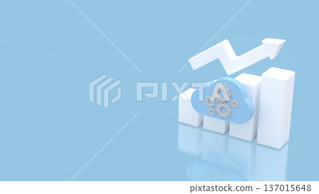 Cloud Computing Growth Concept with Upward Arrow Chart 3d render. Cloud Computing Growth Concept with Upward Arrow Chart 3d render. 137015648