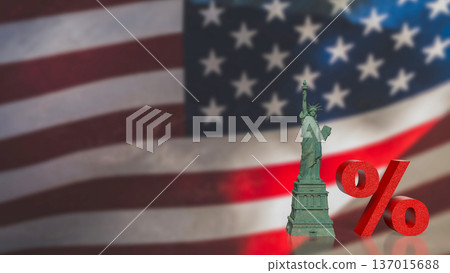 US Interest Rate Policy Concept with Statue and Percent 3d render. US Interest Rate Policy Concept with Statue and Percent 3d render. 137015688