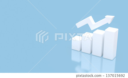 Rising Bar Chart with Upward Arrow Growth Concept 3d render. 137015692