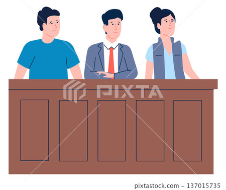 Jury bench concept. People sit in court on law process 137015735